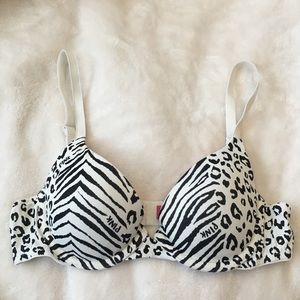 Pink Victoria's Secret Zebra/Leopard Push-Up Bra